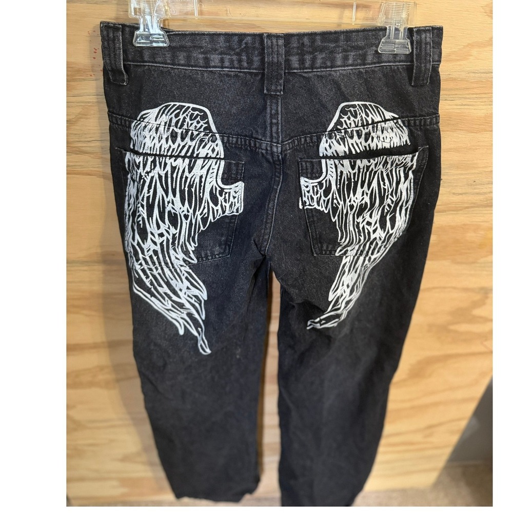 Disclosure Juniors 3 Jeans Angel Wings Graphic Y2K Straight Leg